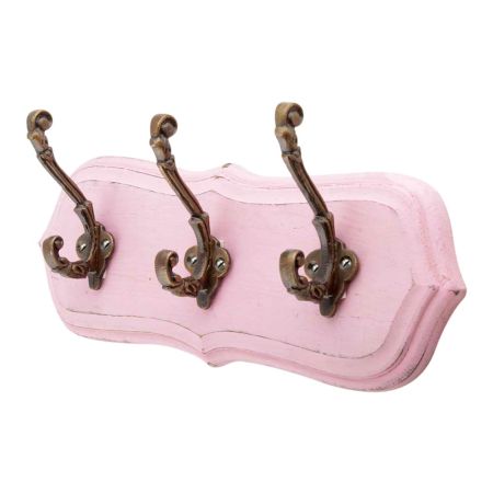 Pink Antique Small Wall Wooden Iron Hooks